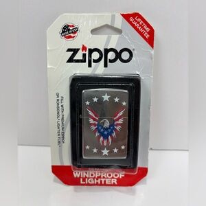 Zippo American Eagle Pocket Lighter, Chrome Windproof New in Package